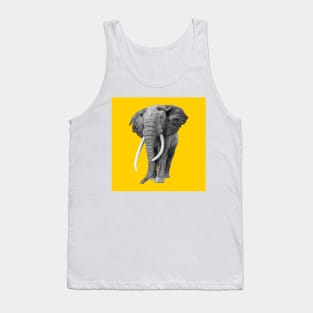 Bull elephant - Drawing In Pencil On Vintage Yellow Tank Top